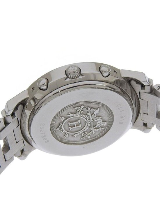 Hermes Clipper Stainless Steel Quartz Chronograph Black Dial Watch